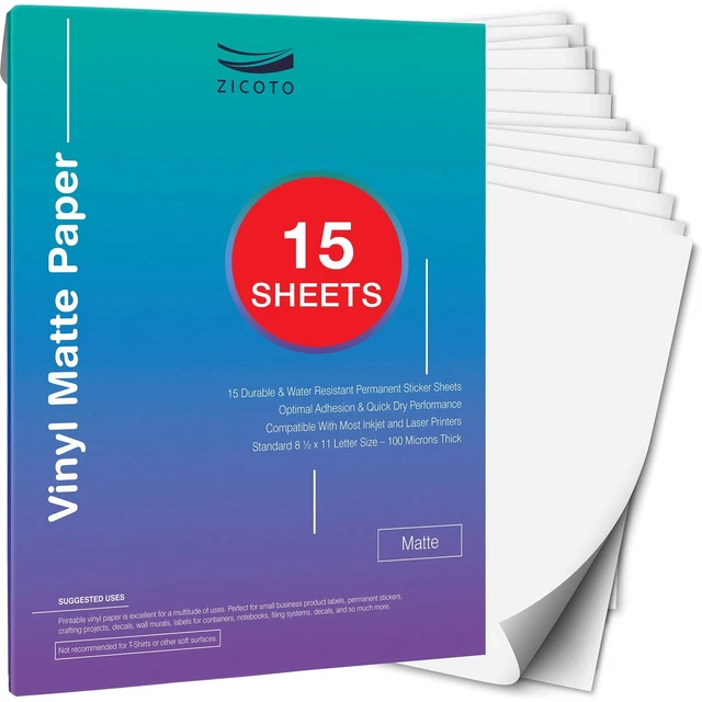 PREMIUM PRINTABLE VINYL Sticker Paper for Your Inkjet and Laser Printer