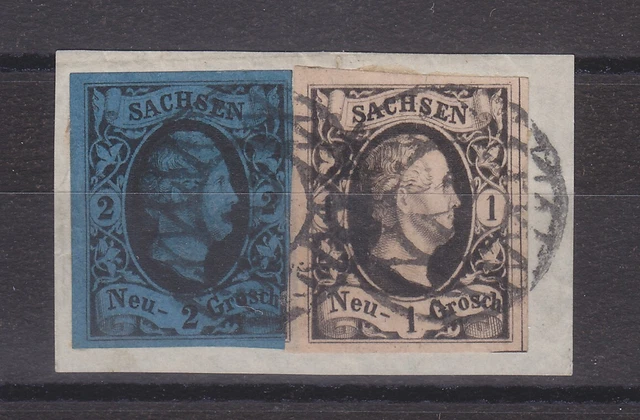 AD Sachsen 4, 7 gestempelt Briefstück Nummernstempel 2 LEIPZIG (B-6561)