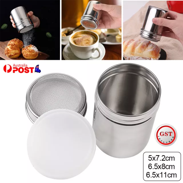 Stainless Steel Icing Sugar Cocoa Coffee Shaker Flour Duster Chocolate Powder AU