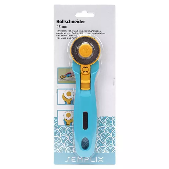 Semplix Rollschneider Maxi für Links + Rechtshänder / 45 mm/ blau Messer 1a Qual