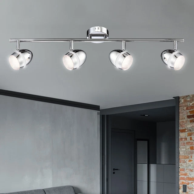 BINARIO FARETTI SPOT Plafoniera LED Lampada Cromo da Soggiorno ...