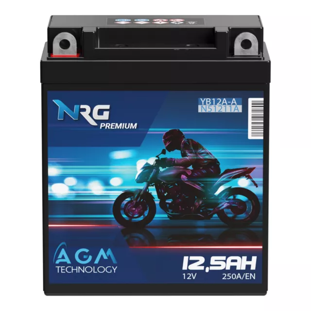 NRG AGM Motorradbatterie YB12A-A 12,5Ah 12V 51211 YB12A-B EB12A-A CB12A-A