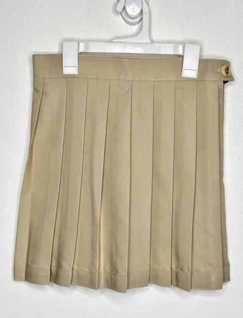 French Toast School Uniform Skirt Girls Size 7 Beige Pleated Side Zip Tan Khaki