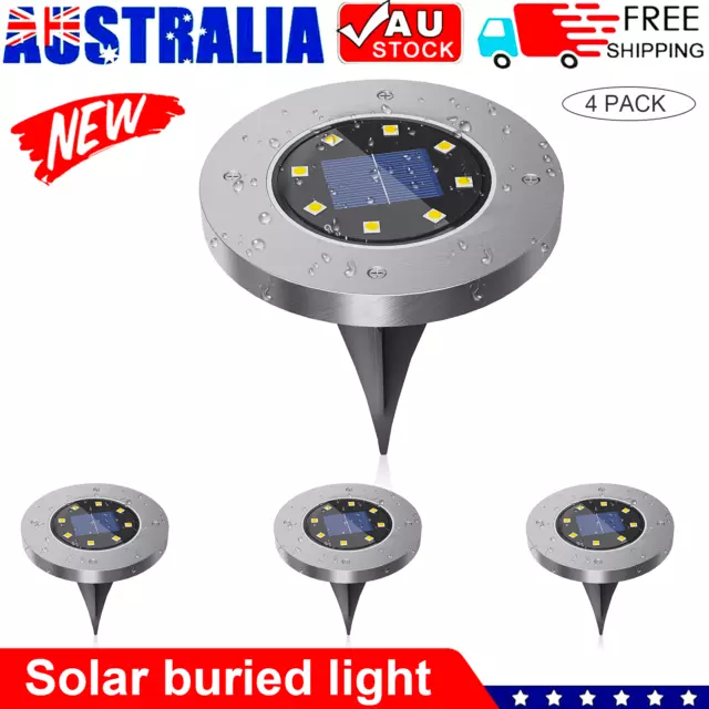 4-12 Pcs Solar LED Buried Inground Recessed Light Outdoor Garden Deck Path