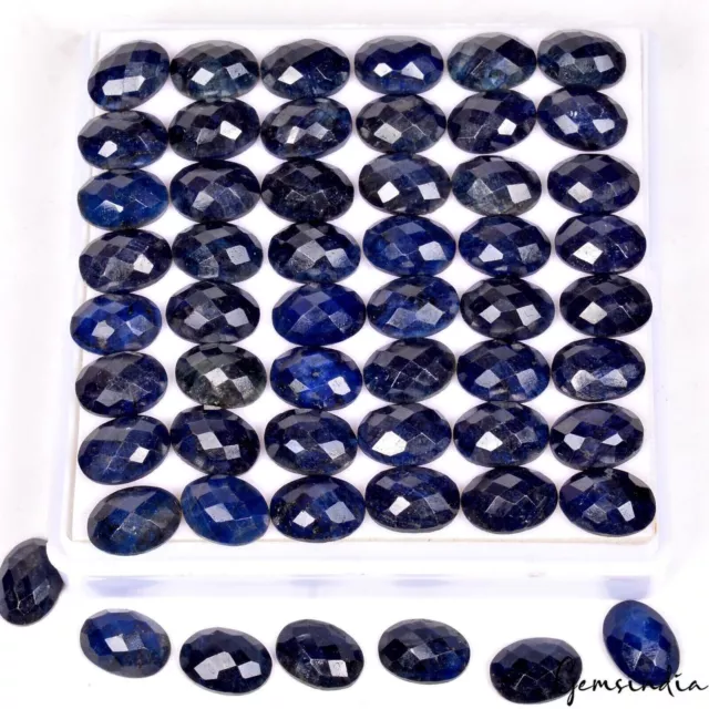 540 Cts/56 Pcs Natural Blue Sapphire Oval Checker Cut Loose Gems For Jewelry