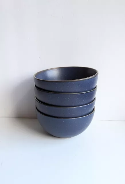 Set Of 4 MIKASA Julianna BLUE Speckled Stoneware Soup Cereal BOWLS