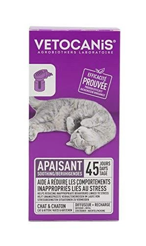 VETOCANIS Diffuseur apaisant pour Chat avec Recharge 45 jours, Phéromones Anti-S