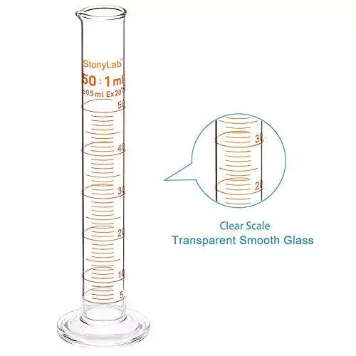 4-Pack Borosilicate Glass 50ml Heavy Wall Graduated Cylinder Measuring Cylind... 3