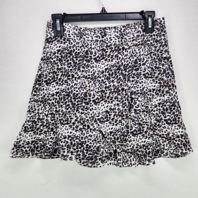 Sim & Sam Mini Skirt Faux Wrap Ruffle Leopard Junior Medium Womens New