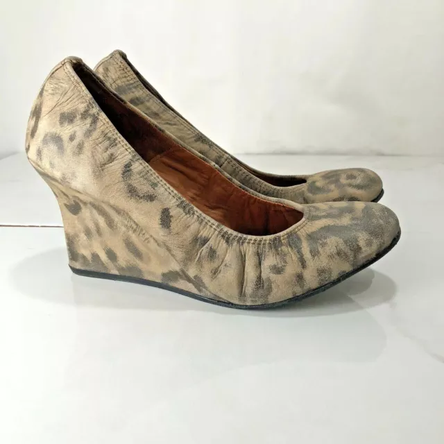 Lanvin Paris Pumps Womens Sz 36.5 Animal Print Ballet Wedge Shoes With Dust Bag