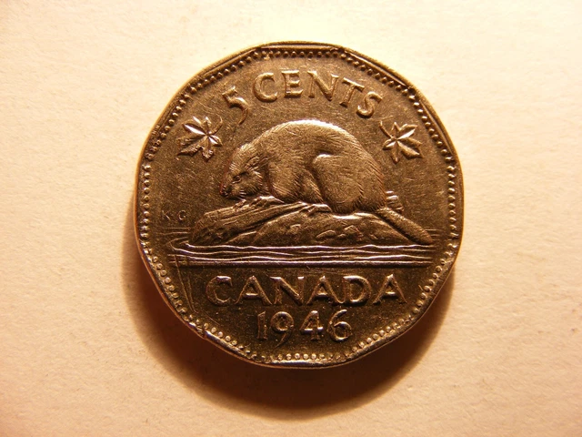 Canada 1946 "ARROWHEAD 6" 5 Cents, KM#39a, VF+ *ERROR COIN*
