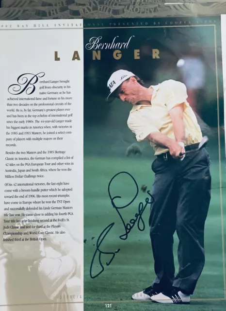 Bernard Langer & John Daly Golf Legends signed approx 10 x 8 Programme Page