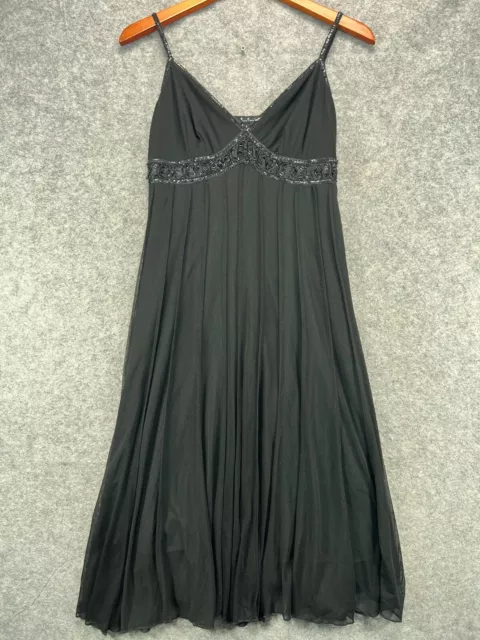 ECI New York LBD Slip Dress Womens 4 Black Beaded Lined Sleeveless Party 1