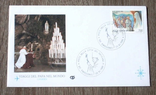 VATIKAN: Mi.-Nr. 901 auf FDC, Weltreisen von Papst Johnnes Paul II.,Lourdes