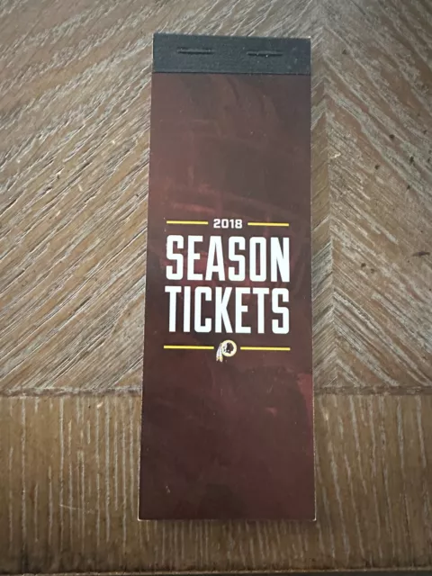2018 Washington Redskins Full Season Seat Holder Ticket Booklet All 10 Games