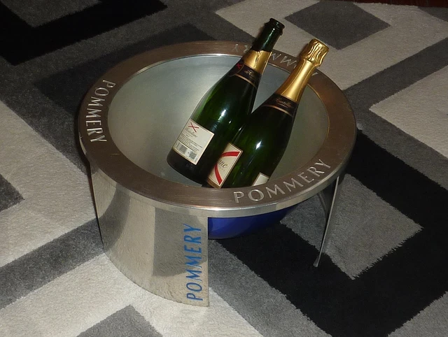 Seau à Glace Art Déco Métal Argenté - Vasque Taittinger Avec Poignée - Fabriqué En France