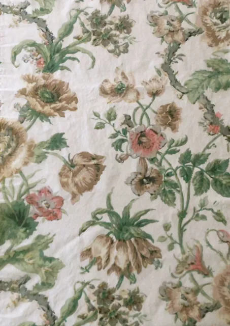 Antique French Fritillaria Floral Cotton Fabric ~ Soft Brown Gray Apricot ~Dumas