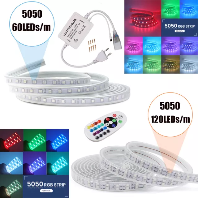 LED STRIP STREIFEN 220V 230V Dimmbar RGB Flex Schlauch Lichtband  Lichterkette EUR 14,51 - PicClick IT