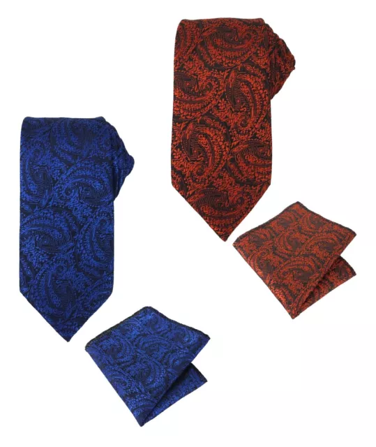 Boy Mens Suit Swirls Paisley Tie & Hanky Sets For Weddings Formal Occasions