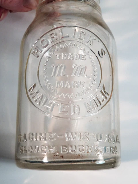 HORLICK’S MALTED MILK JAR VINTAGE JAR 5 INCH TALL, Racine WI