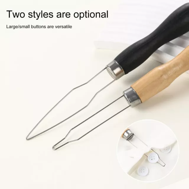 Easy Buttoning with Button Hook Helper Durable Metal and Wood Material