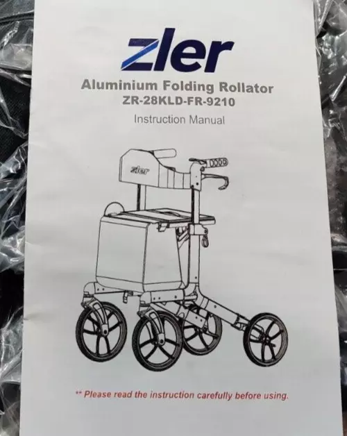 Zler Aluminum Medical Bariatric Folding Rollator Walker Mobility Aid 300lbs Red