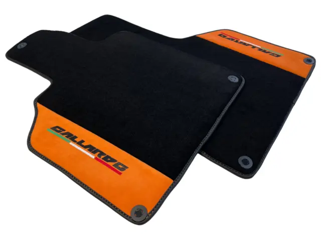 Black Floor Mats For Lamborghini Gallardo Carpets Orange Alcantara Leather