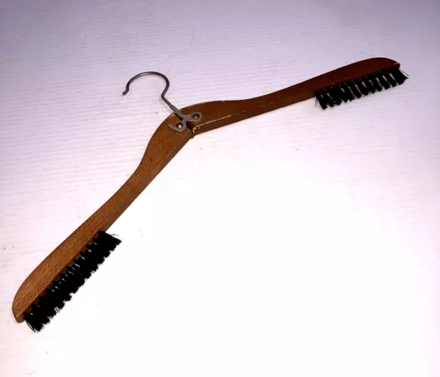 Vintage Wooden Folding Clothes Hanger With Brushes