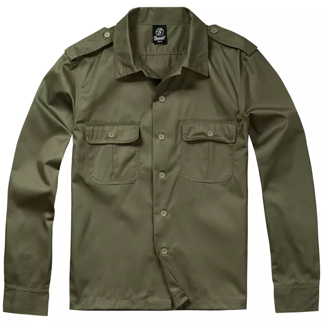 Brandit US Shirt 1/1 Patrol Army Tactical Mens Combat Long Sleeve Uniform Olive