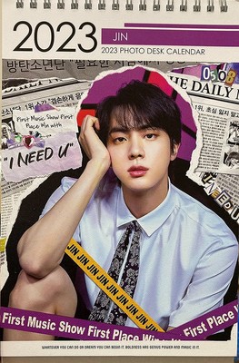 BTS 2023-2024 MONTHLY Photo Desk Calendar + Sticker Set Jin New $29.00