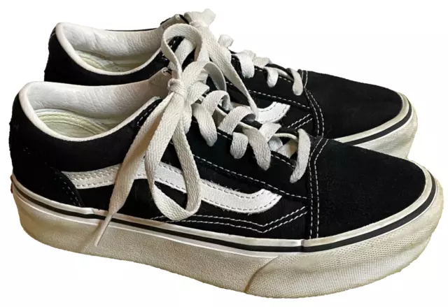 Vans Old Skool Stacked Skate Shoes Black White Suede Canvas Low Top Sneakers 3