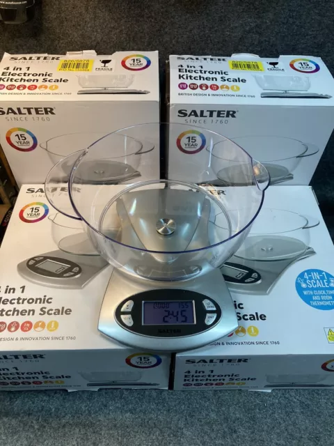 Job Lot 5x Salter 4-in-1 Electronic Digital Kitchen Scales - Silver - 5kg
