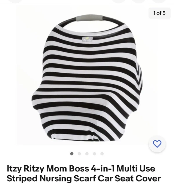 Itzy ritzy car seat/stroller/ nursing cover black/white stripe