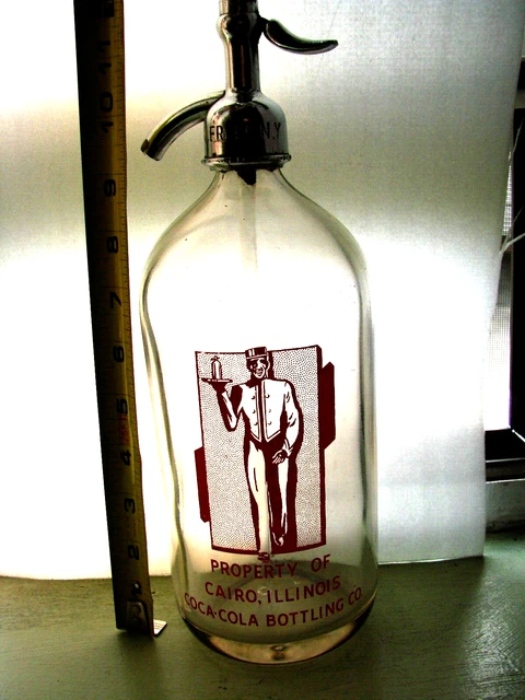 Rare Vtg 1930's Coca Cola Glass Seltzer Bottle Cairo, ILLINOIS