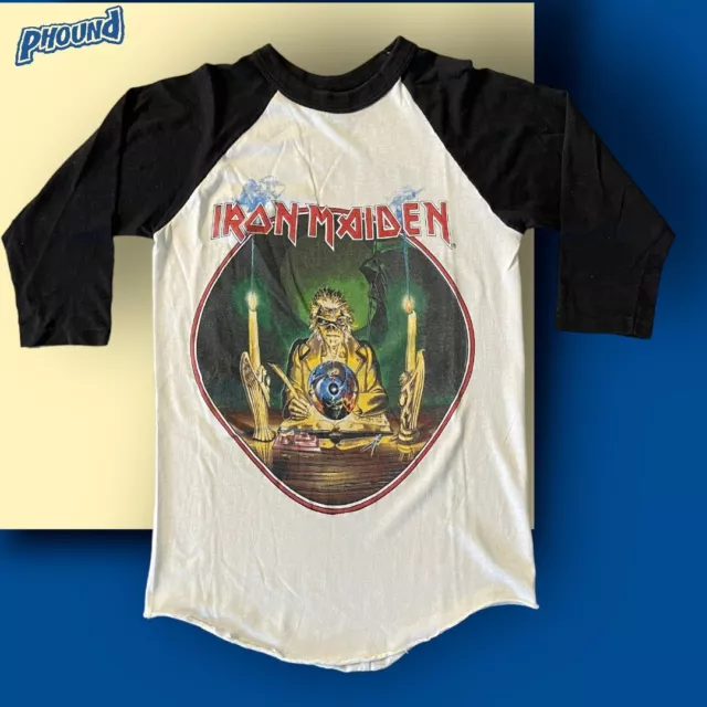 Camisa de Colección Iron Maiden Mediana 1988 Seventh Son Concierto para Hombres Raglan Béisbol Rarara