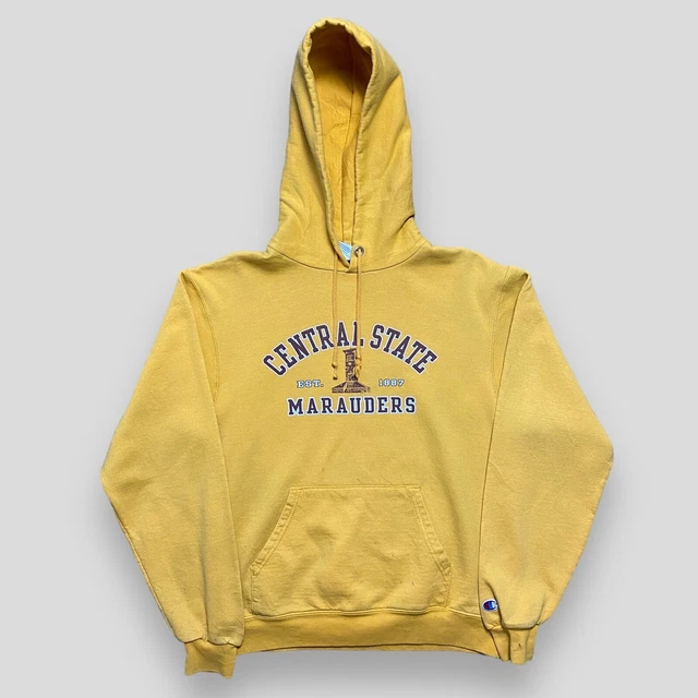 Felpa con cappuccio gialla ricamata Champion Central State Marauders, taglia small
