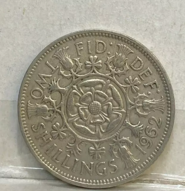 Great Britain Uk England 1962  Florin 2 Two Shillings Key Date Low Mint