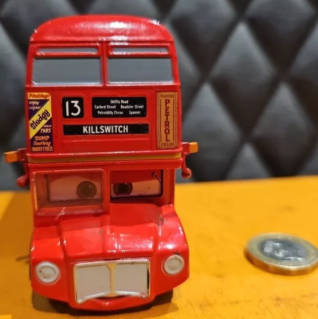 Disney Pixar Cars 2 Large London Double Decker Bus Transporter No 13 Mattel 2011