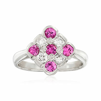 2.8Ct Round Cut Pink Sapphire Lab-Created Engagement Ring14K White Gold Plating