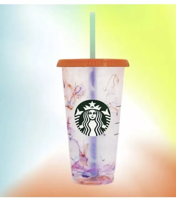 Starbucks Summer 2021 Color Changing Confetti Swirl Reusable Cold Cup NEW