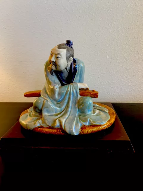 Wise Man Royal Chinese w/Music Instrument CERAMIC Small Statue Figurine