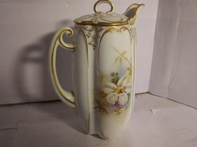 Vintage Louis Philippe Chocolate Coffee Pot Porcelain with Gold Gilt