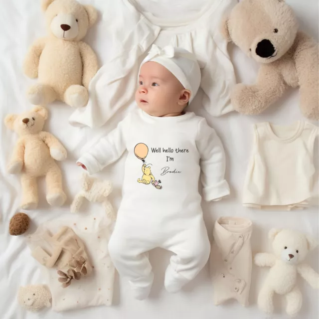 Well Hello There Classic Winnie the Pooh Baby Rompersuit New Baby born in 2024 2