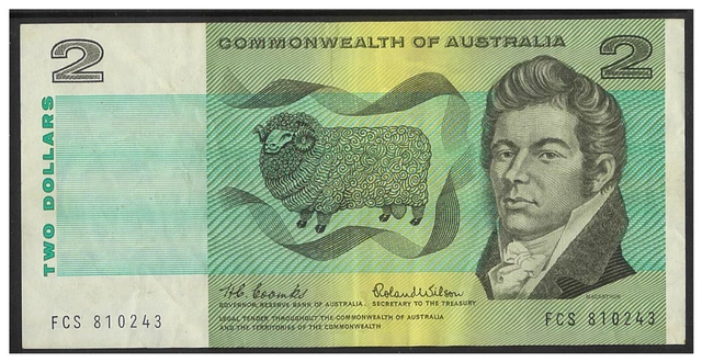 Commonwealth of Australia 1966 $2 Paper Banknote Coombs/Wilson R81 Fine #4