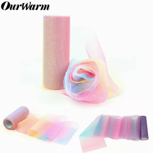 Tulle Tutu Netting Wedding 10Yard Decor Rainbow Glitter Fabric Craft Roll Soft