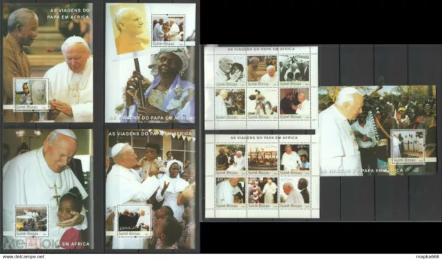 Ns302 2003 Guinea-Bissau Pope John Paul Ii Visits Africa !!! 5Bl+2Kb Mnh