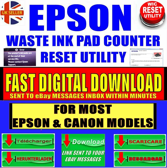 WIC S/WARE+KEY RESET Waste Ink Pad Full Error FIX MOST EPSON DOWNLOAD
