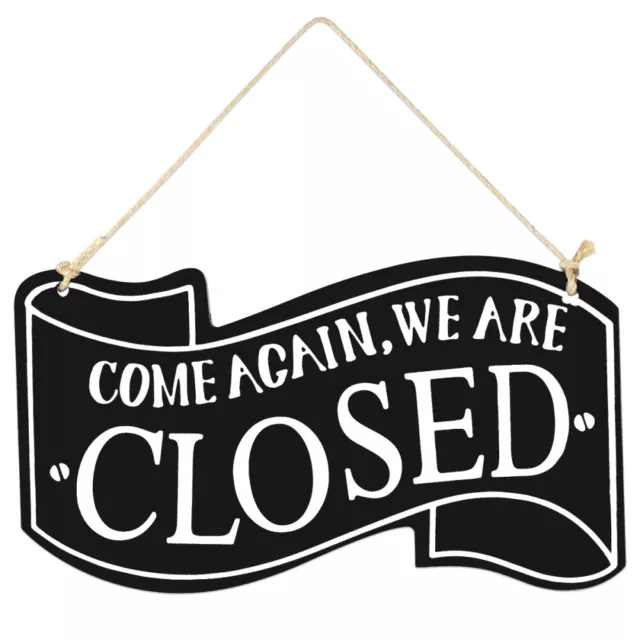 Wooden Open Closed Two Sided Sign with Rope for Hanging Vintage Business Sign