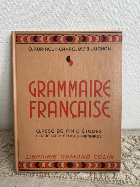 Ancien Manuel Scolaire Certificat Études Classe Grammaire Française 1962 Colin A