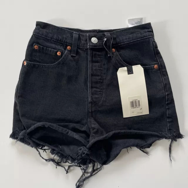 Levi's Ribcage Jeans Shorts Jean Hotpants Kurze Hose Short Damen Schwarz ⎪ Gr 24